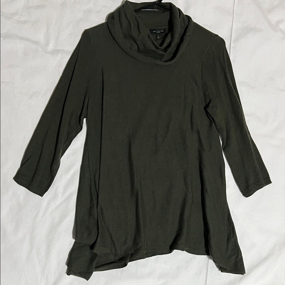 The Limited Dark Green Cowl Neck Sweater